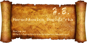 Herschkovics Boglárka névjegykártya