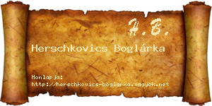 Herschkovics Boglárka névjegykártya